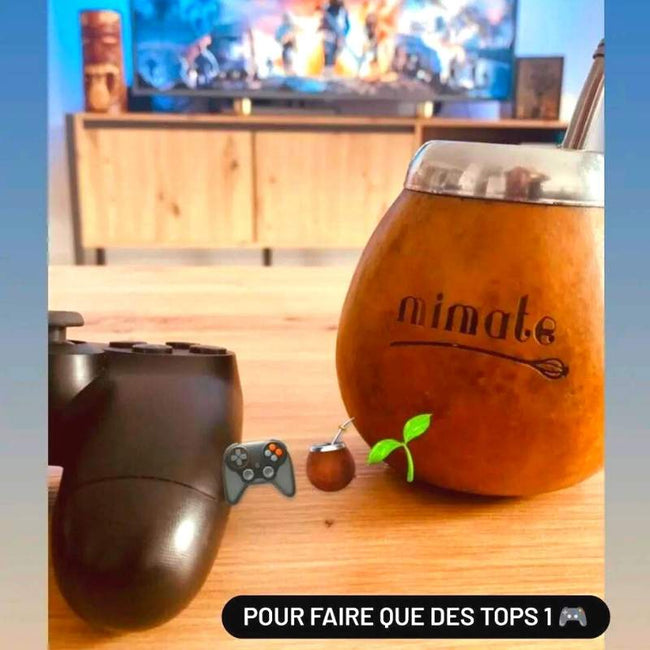 joueur de fifa qui boit du maté bio