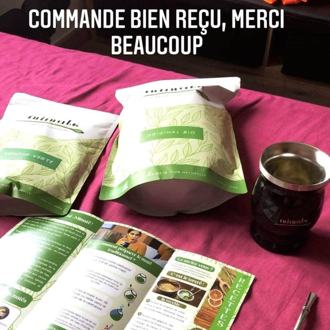 commande reçu de maté avec calebasse et bombilla